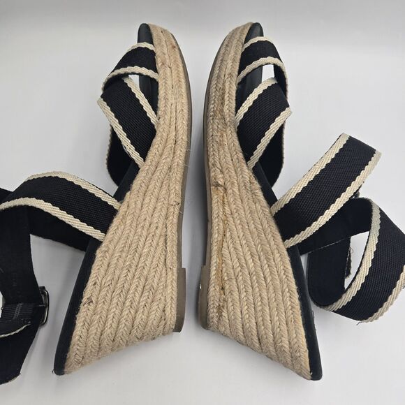 Old Navy Black Espadrille Wedge Sandals Size 9 Strappy Platform Summer Shoes Y2K - Picture 4 of 9